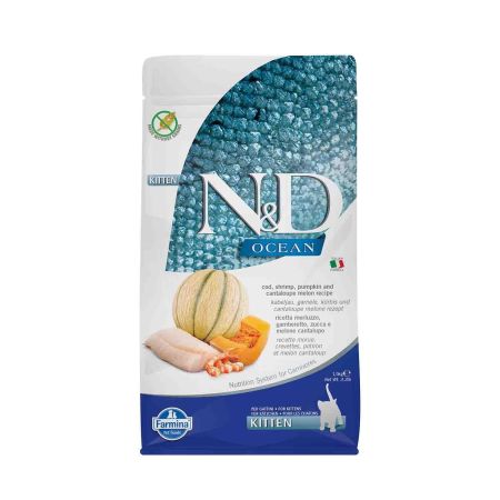 N&D Ocean Kitten Balkabaklı Morina B. Karidesli Kavunlu Yavru Kedi Maması 1.5 Kg