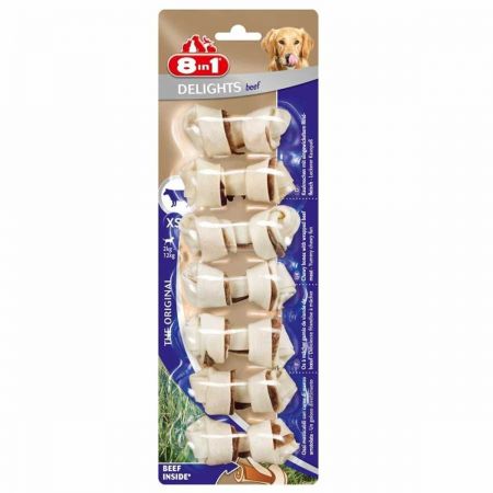 8in1 Delights Bones XS Biftekli Köpek Ödül Kemiği  7'li 84 G