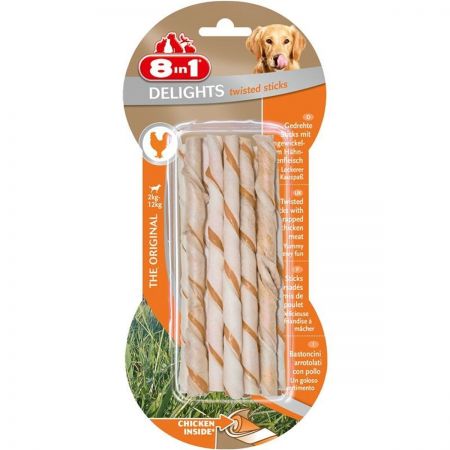 8in1 Delights Twisted Sticks Tavuklu Köpek Ağız Bakım Çubuğu 10'lu 55 G