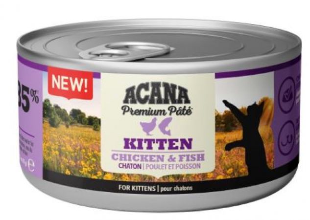 Acana Premium Pate (Ezme) Tavuklu ve Balıklı Yavru Kedi Konservesi 85 Gr