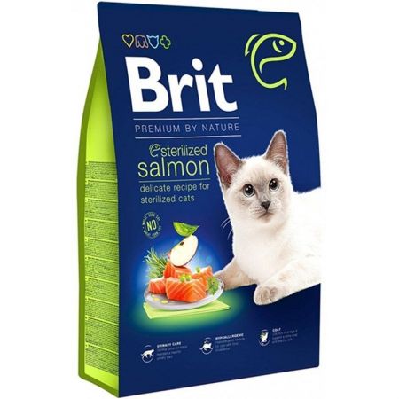 Brit Premium Kısırlaştırılmış Somonlu Yetişkin Kedi Maması 8 KG