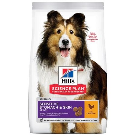 Hills Science Plan Sensitive Skin Tavuklu Orta Irk Yetişkin Köpek Maması 14 KG