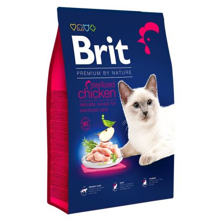 Brit Premium Kısırlaştırılmış Tavuk Etli Yetişkin Kedi Maması 8 KG