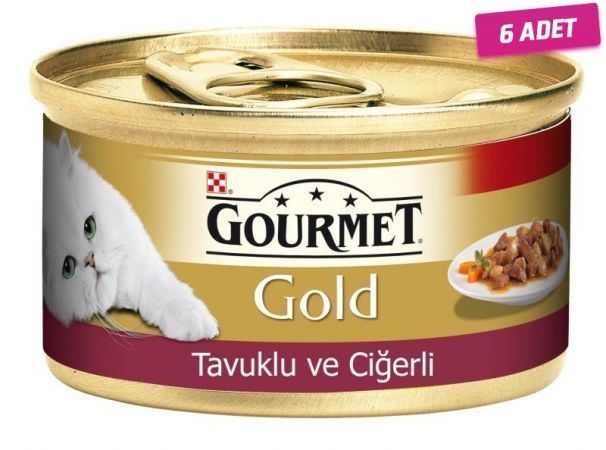 Gourmet Gold Tavuk ve Ciğerli Yetişkin Konserve Kedi Maması 85 Gr - 6 Adet