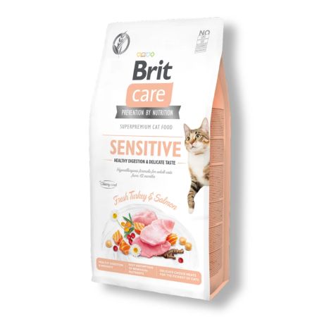 Brit Care Hipoalerjenik Sensitive Sindirim Sistemi Destekleyici Tahılsız Hindi ve Somonlu Yetişkin Kedi Maması 7 kg
