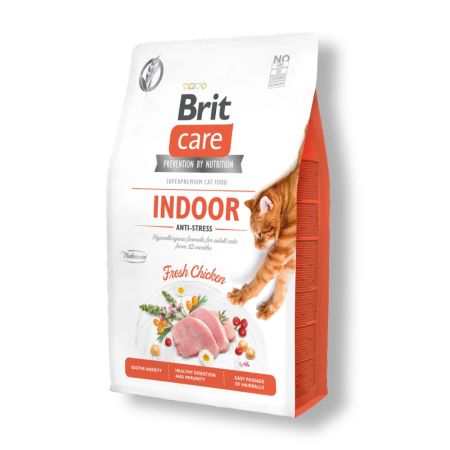 Brit Care Hipoalerjenik Indoor Anti-Stress Ev Kedileri için Stres Azaltıcı Tavuklu Yetişkin Kedi Maması 2 kg