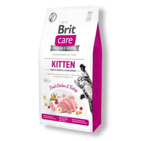 Brit Care Hipoalerjenik Sağlıklı Büyüme için Tahılsız Tavuklu ve Hindili Yavru Kedi Maması 2 kg