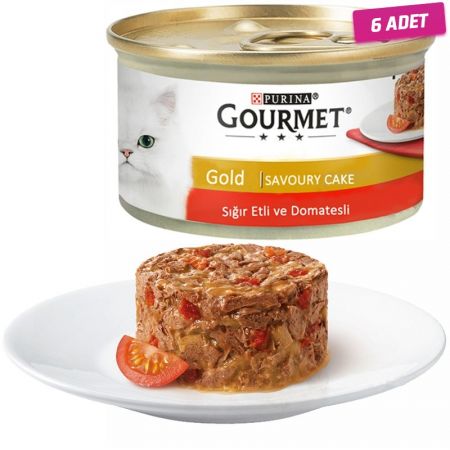 Gourmet Gold Savoury Cake Etli Domatesli Yetişkin Kedi Konservesi 85 gr - 6 Adet