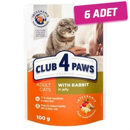 Club4Paws Premium Tavşanlı Pouch Kedi Konservesi 100 Gr - 6 Adet