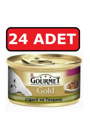 Gourmet Gold Ciğerli Tavşanlı Konserve Yetişkin Kedi Maması 24 x 85 G