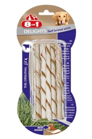 8in1 Delights Bones Köpekler İçin Biftekli Twested Sticks 10'lu