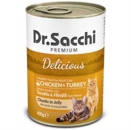 Dr.Sacchi Tavuk ve Hindili Yetişkin Kedi Konservesi 400 Gr.