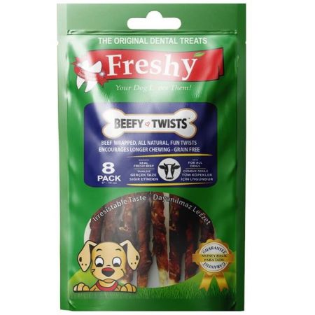 Freshy Beefy Twists Sığır Etli Burgu Çubuk Köpek Ödülü 75 gr 8 Adet