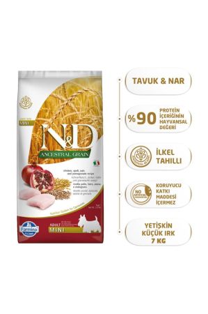 N&D Ancestral Grain Tavuklu ve Narlı Küçük Irk Yetişkin Köpek Maması 7kg