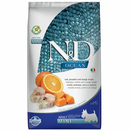 N-D Ocean Balkabaklı Portakal Morina Balıklı Mini Adult 2,5 Kg Köpek Maması