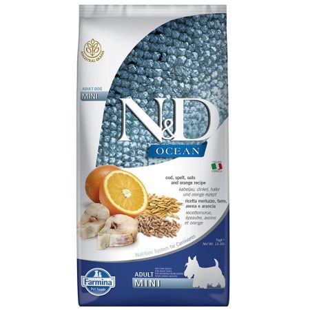 N-D Ocean Düşük Tahıllı Balıklı Portakallı Adult Mini 7 kg Köpek Maması