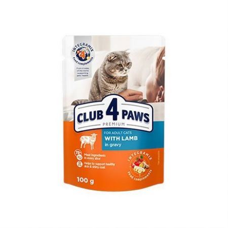 Club4Paws Premium Kuzu Etli Pouch Konserve Kedi Maması 100 Gr
