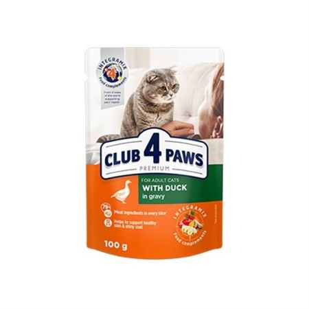 Club4Paws Premium Ördekli Pouch Konserve Kedi Maması 100 Gr