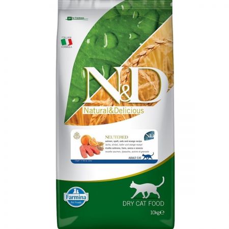 N-D Düşük Tahıllı Somonlu Kısırlaştırılmış Kedi Maması 10 Kg
