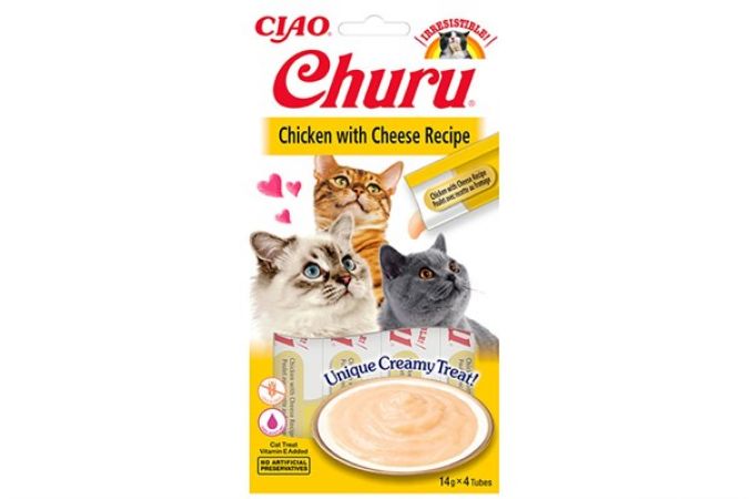 Ciao Churu Cream Tavuklu ve Peynirli Kedi Ödül Kreması 4 X 14 Gr
