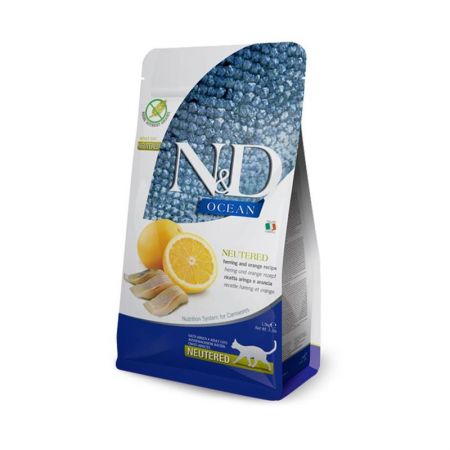 N&D Tahılsız Ringa Balıklı ve Portakallı Kısırlaştırılmış Kedi Maması 1,5 kg