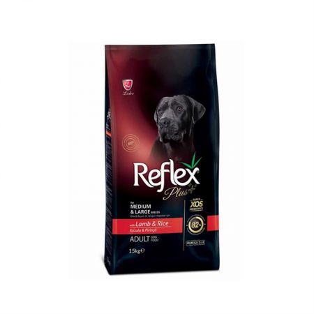 Reflex Plus Orta ve Büyük Irk Kuzulu Pirinçli Köpek Maması 15 kg