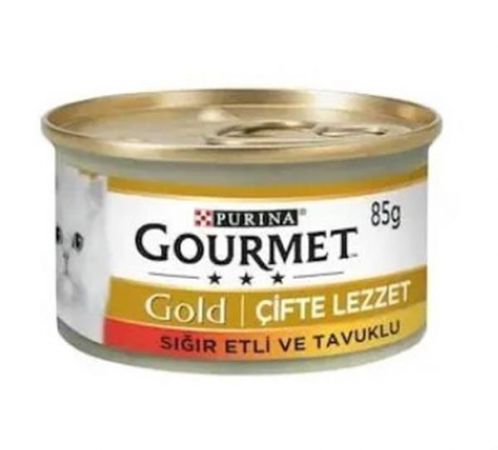 Gourmet Gold Çifte Lezzet Sığırlı&Tavuklu Yetişkin Kedi Konservesi 85 Gr