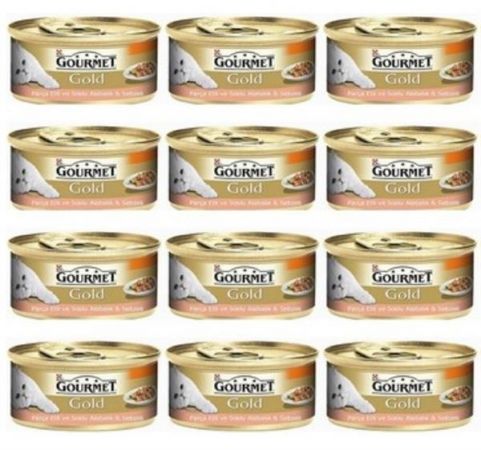 Gourmet Gold Parça Etli Soslu Alabalık Sebzeli Yetişkin Kedi Konservesi 85 Gr 12 Adet