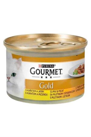 Gourmet Gold Parça Etli Soslu Tavuklu Ve Ciğerli Yetişkin Kedi Konservesi 85 Gr