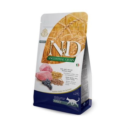 N&D Düşük Tahıllı Kuzu Etli ve Yaban Mersinli Yetişkin Kedi Maması 5 kg