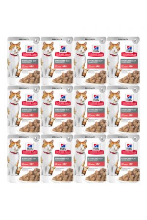Hills Somonlu Kısırlaştırılmış Sterilised Yetişkin Yaş Kedi Maması 85gr X 12 Adet