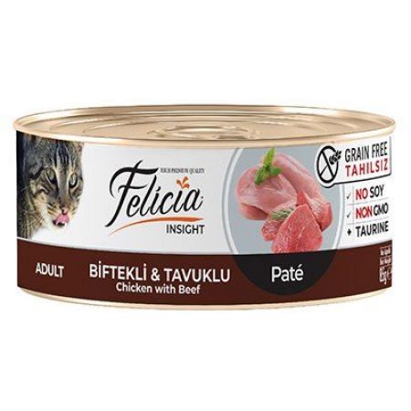 Felicia Tahılsız Biftekli Tavuklu Kıyılmış Yetişkin Kedi Konservesi 85 Gr