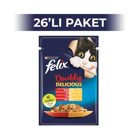 Felix Çifte Lezzet Sığır Etli ve Kümes Hayvanlı Kedi Konservesi 85 gr 26 Adet