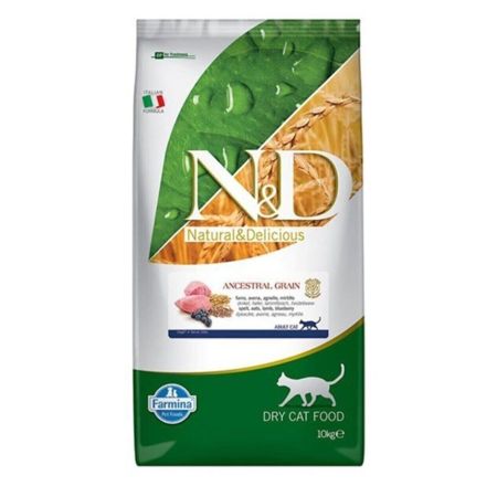 N&D Ancestral Grain Kuzu Etli ve Yaban Mersinli Ata Tahıllı Yetişkin Kedi Maması 10kg