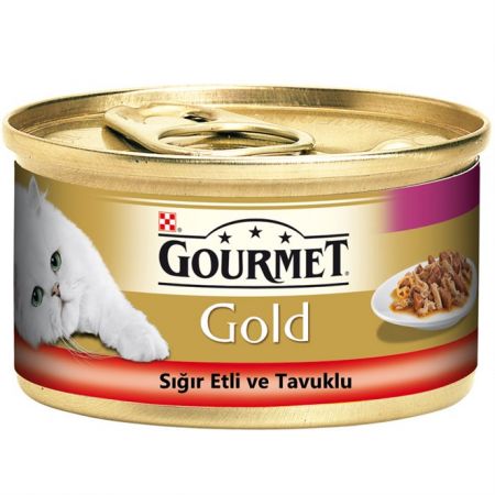 Gourmet Gold Parça Sığır Etli ve Tavuklu Yetişkin Kedi Konservesi 85 Gr