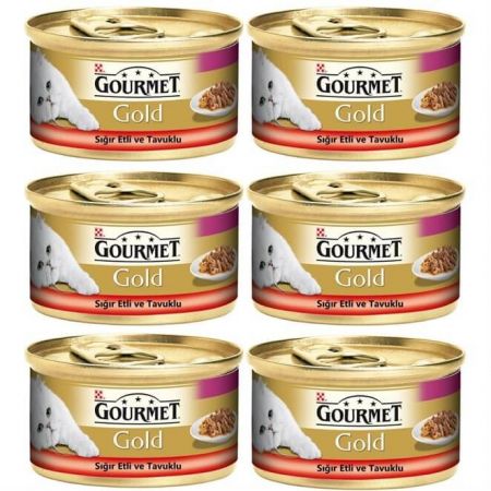 Gourmet Gold Parça Sığır Etli ve Tavuklu Yetişkin Kedi Konservesi 85 Gr x 6 Adet