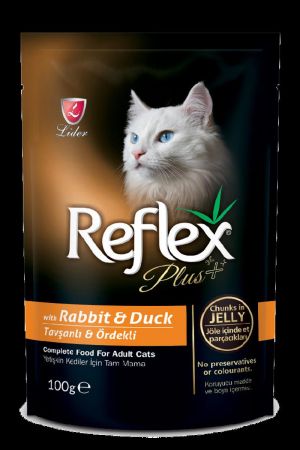 Reflex Plus Tavşanlı ve Ördekli Pouch Yetişkin Kedi Yaş Maması 100 Gr