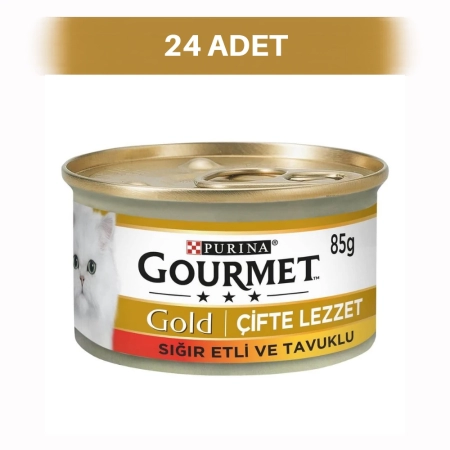 Gourmet Gold Çifte Lezzet Sığır Etli ve Tavuklu Kedi Konservesi 24 x 85 gr