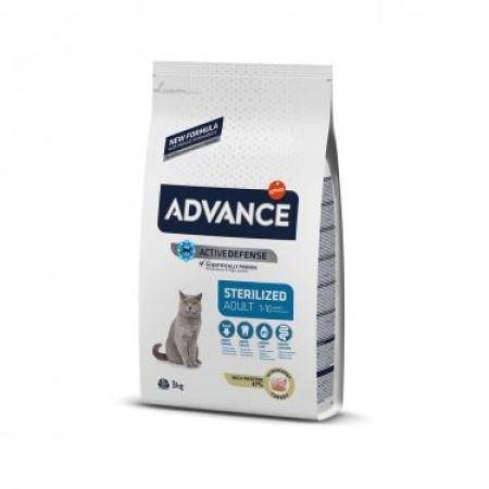 ADVANCE STERİLİSED HİNDİLİ KISIRLAŞTIRILMIŞ YETİŞKİN KEDİ MAMASI3 KG