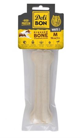 Delibon Deri Press Köpek Kemik 15cm M Boy 1li Paket Beyaz
