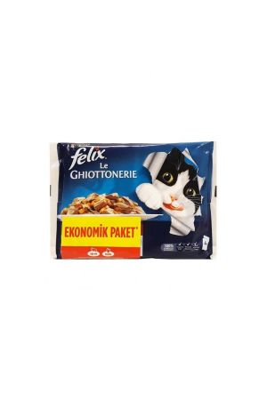 Felix Kedi Maması Sığır Etli Tavuklu Ekonomik Paket 4x85g - 12 Adet