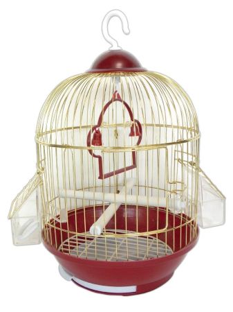 Dayang Küçük Silindir Kuş Kafesi Kırmızı/Sarı 23x35 Cm