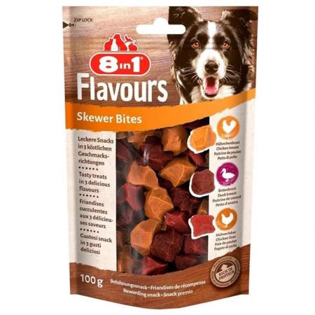 8in1 Flavours Skewer Bites Kuşbaşı Dilimli Çiğneme Köpek Ödül Maması 100 Gr