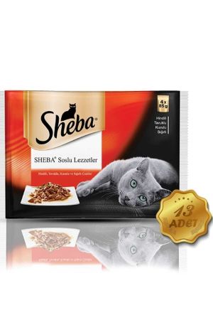 Sheba Pouch Etli Çeşitler 4x85 Gr 13 Adet