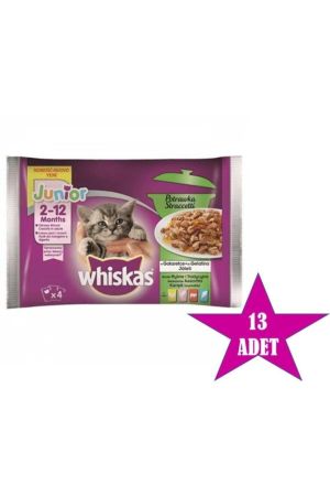 Whiskas Pouch Yavru Güveç Etli 13 Paket 4x85g