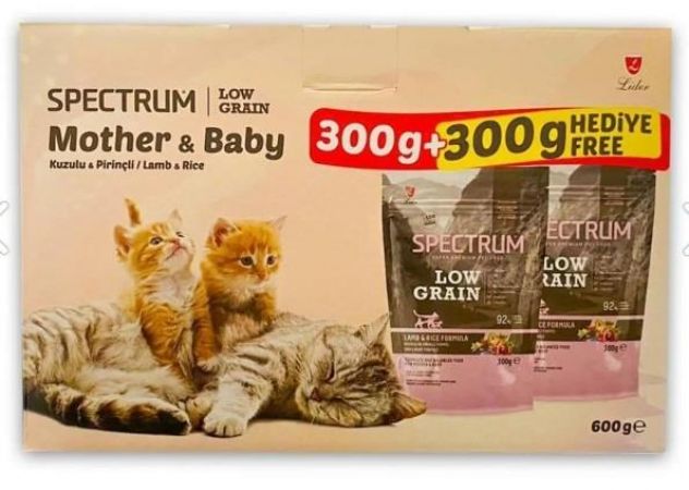 Spectrum Low Grain Düşük Tahıllı Kuzu Etli Yavru Kedi Maması 300 Gr + 300 Gr Hediyeli