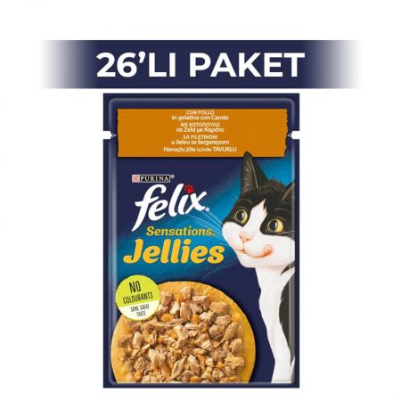 Felix Pouch Tavuklu ve Havuçlu Yetişkin Kedi Konservesi 85 gr 26 Adet