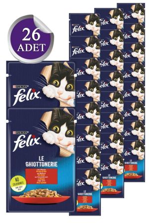 Felix Sığır Etli Adet Yaş Kedi Maması 26x85g