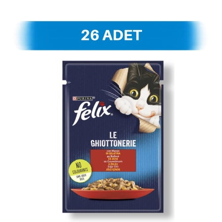 Felix Sığır Etli Pouch Yetişkin Kedi Yaş Maması 26 x 85 gr