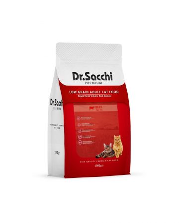 Dr.Sacchi Premium Düşük Tahıllı Sığır Etli Yetişkin Kedi Maması 1,5 Kg